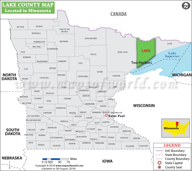 Lake County Map, Minnesota