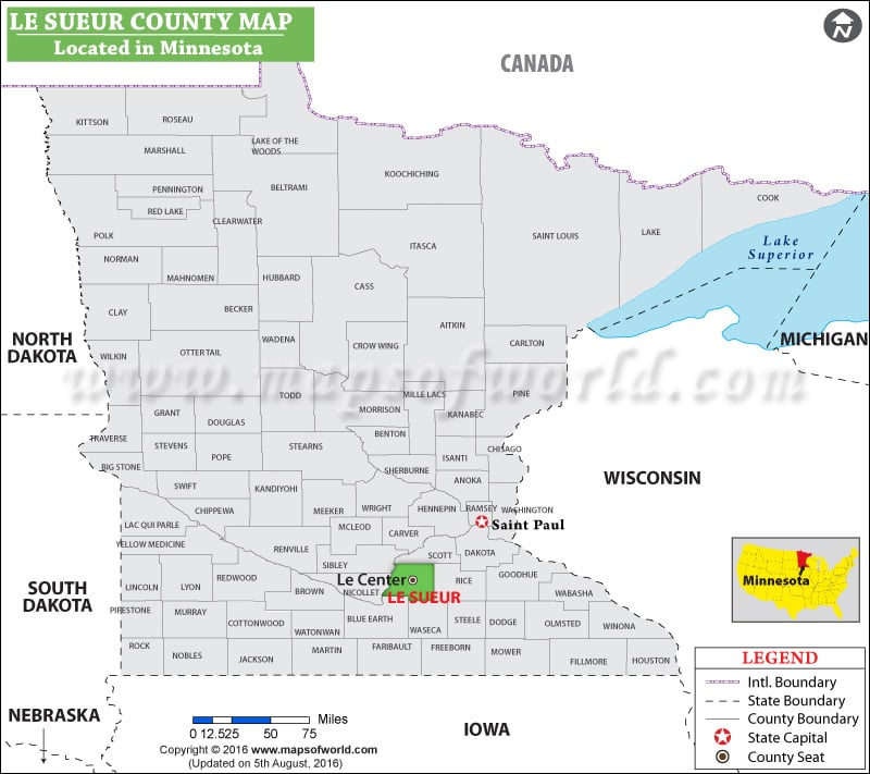 Le Sueur County Map, Minnesota