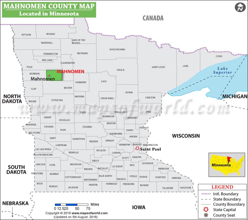 Mahnomen County Map, Minnesota