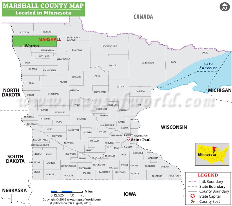 Marshall County Map, Minnesota
