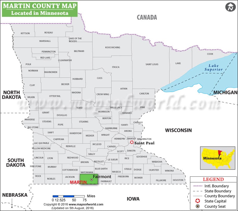 Martin County Map, Minnesota