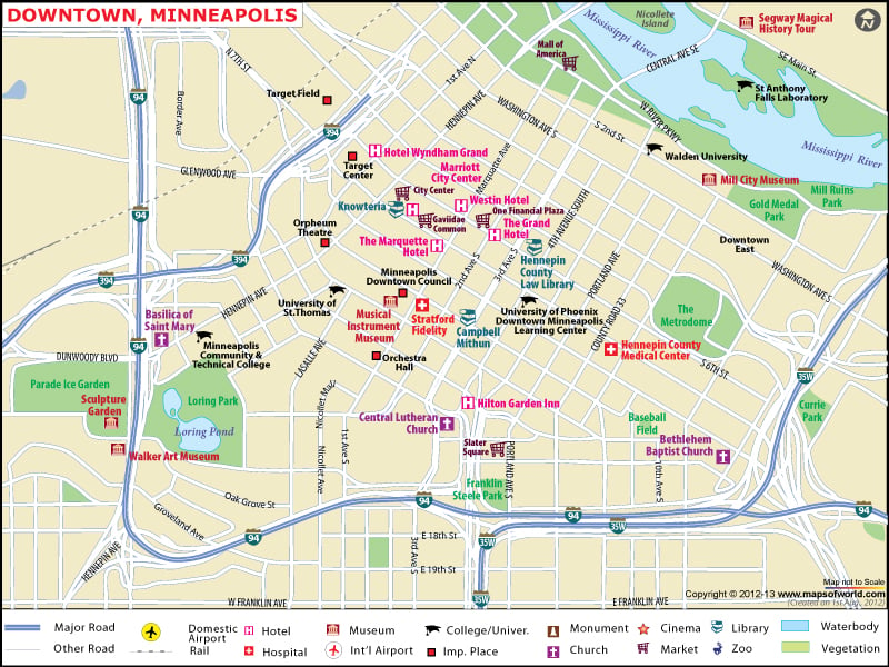 Minneapolis Downtown City Map