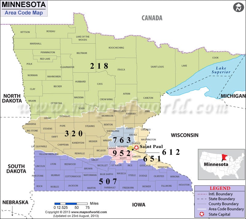 Minnesota Area Code Map