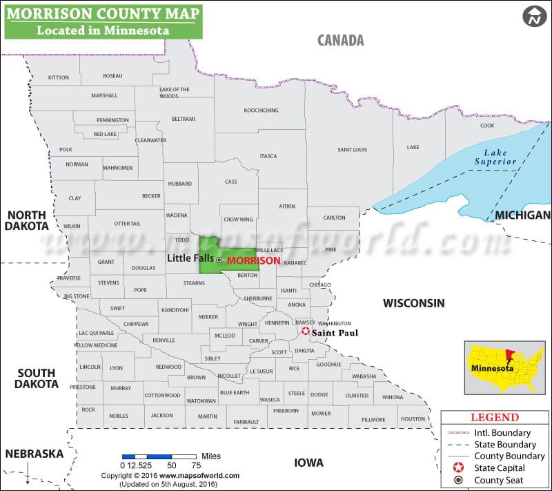 Morrison County Map, Minnesota