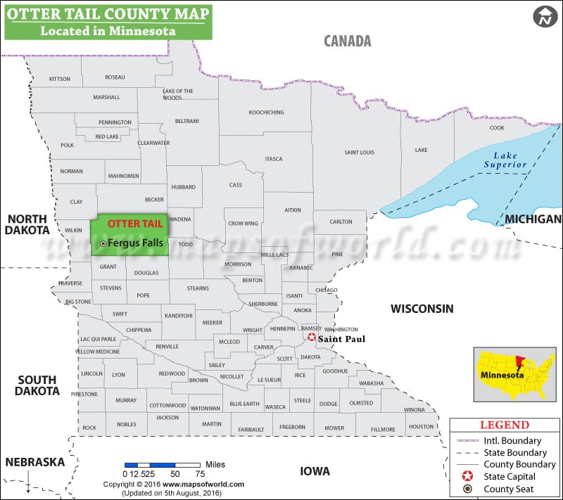 Otter Tail County Map, Minnesota