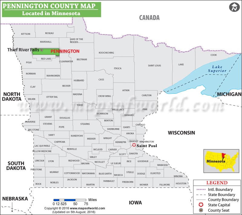 Pennington County Map, Minnesota