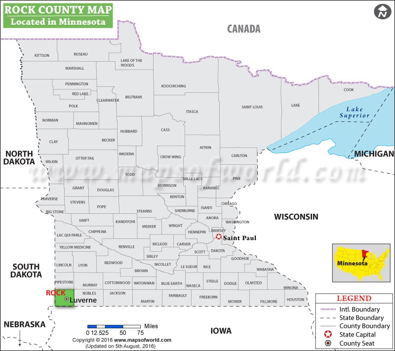 Rock County Map, Minnesota