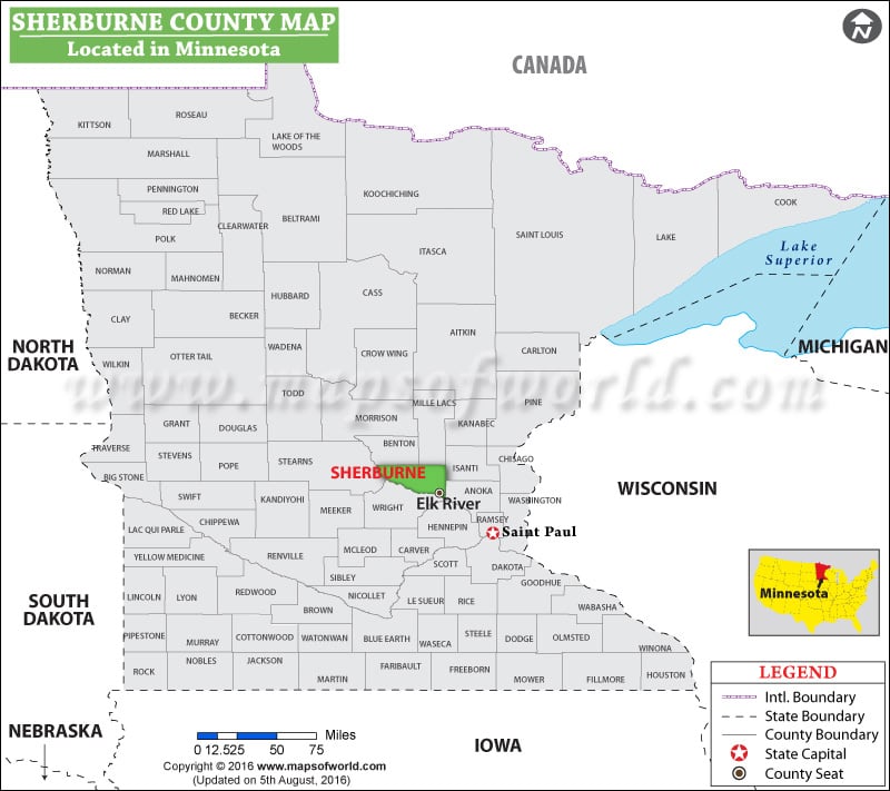 Sherburne County Map, Minnesota
