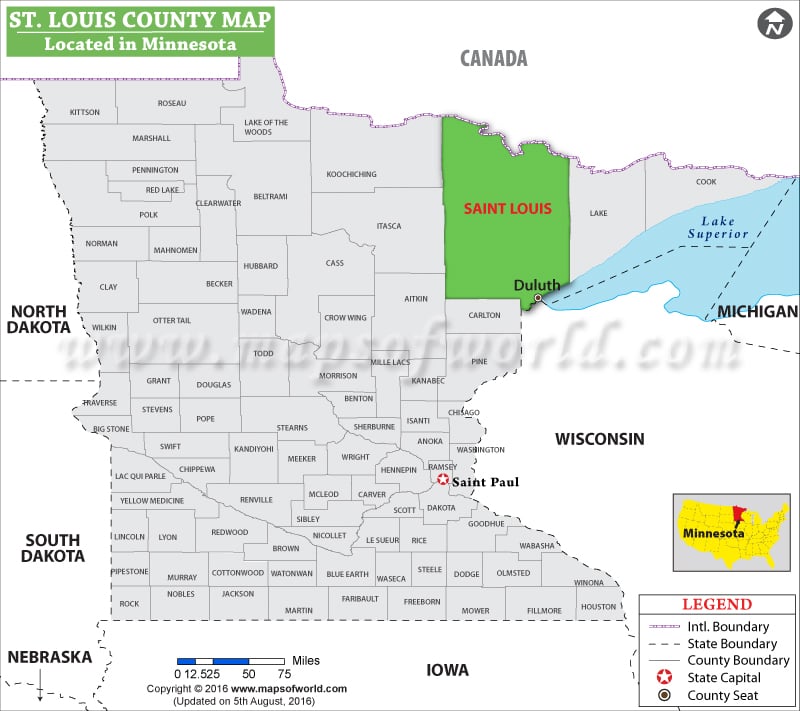 St Louis County Map, Minnesota