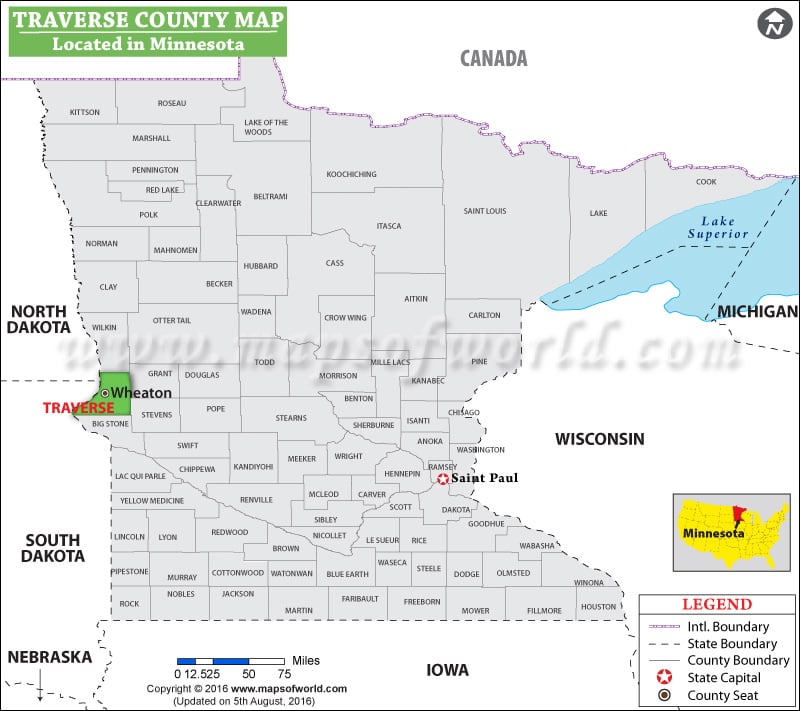 Traverse County Map, Minnesota