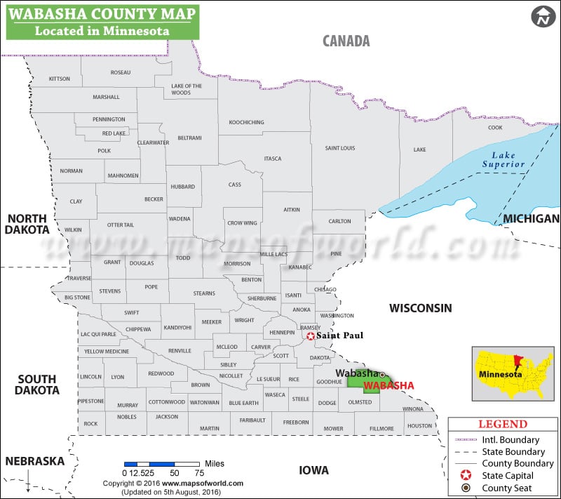 Wabasha County Map, Minnesota