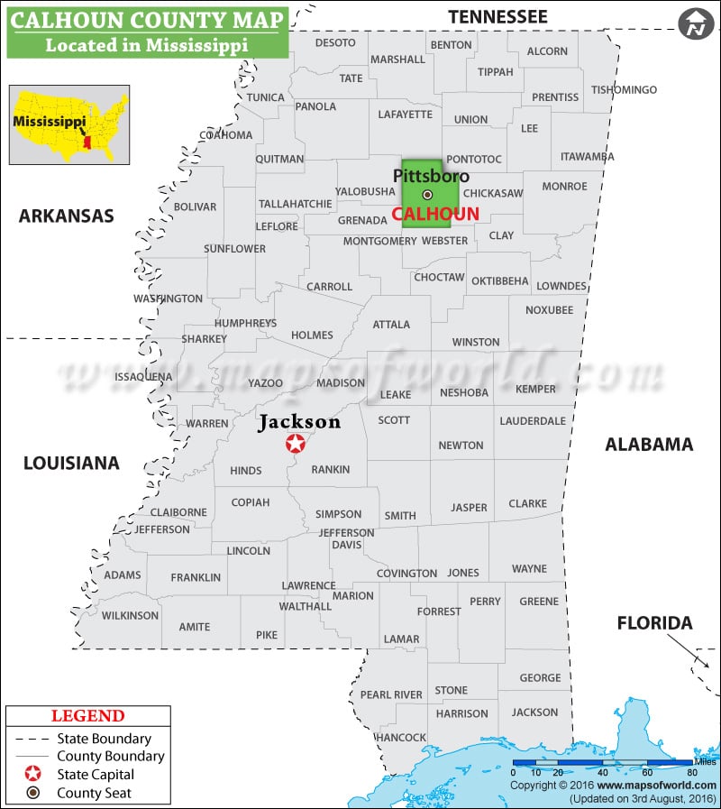 Calhoun County Map, Mississippi
