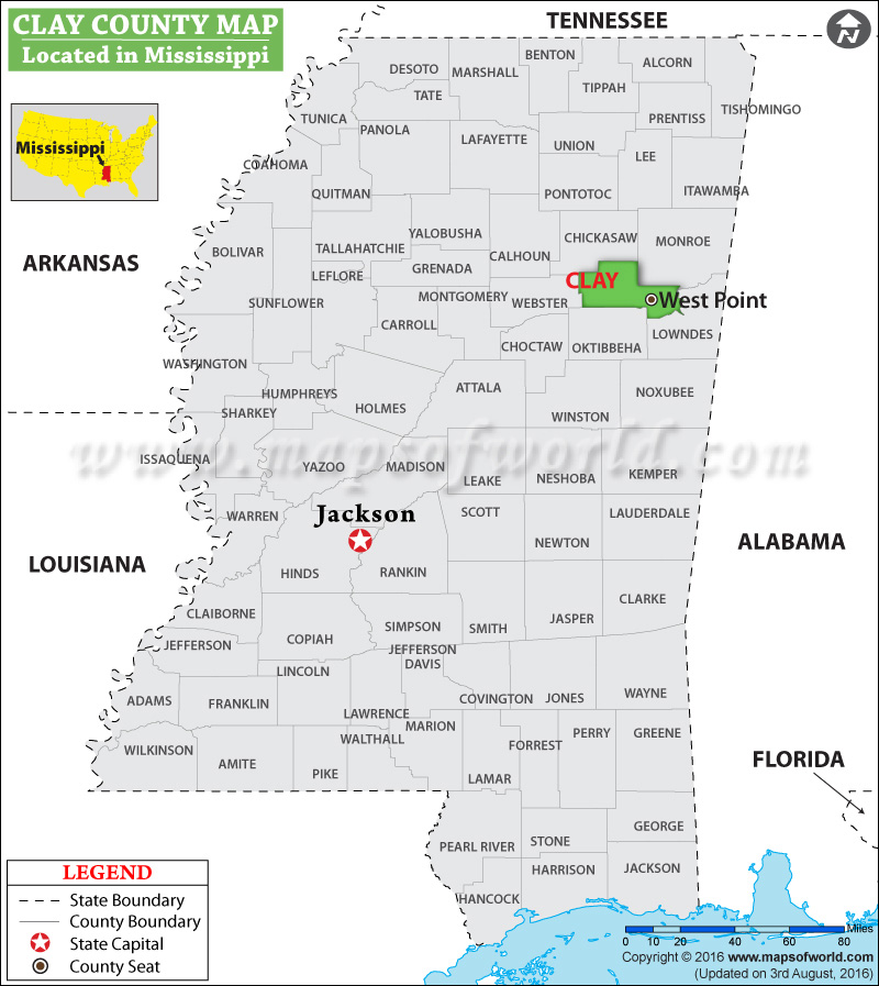 Clay County Map Mississippi