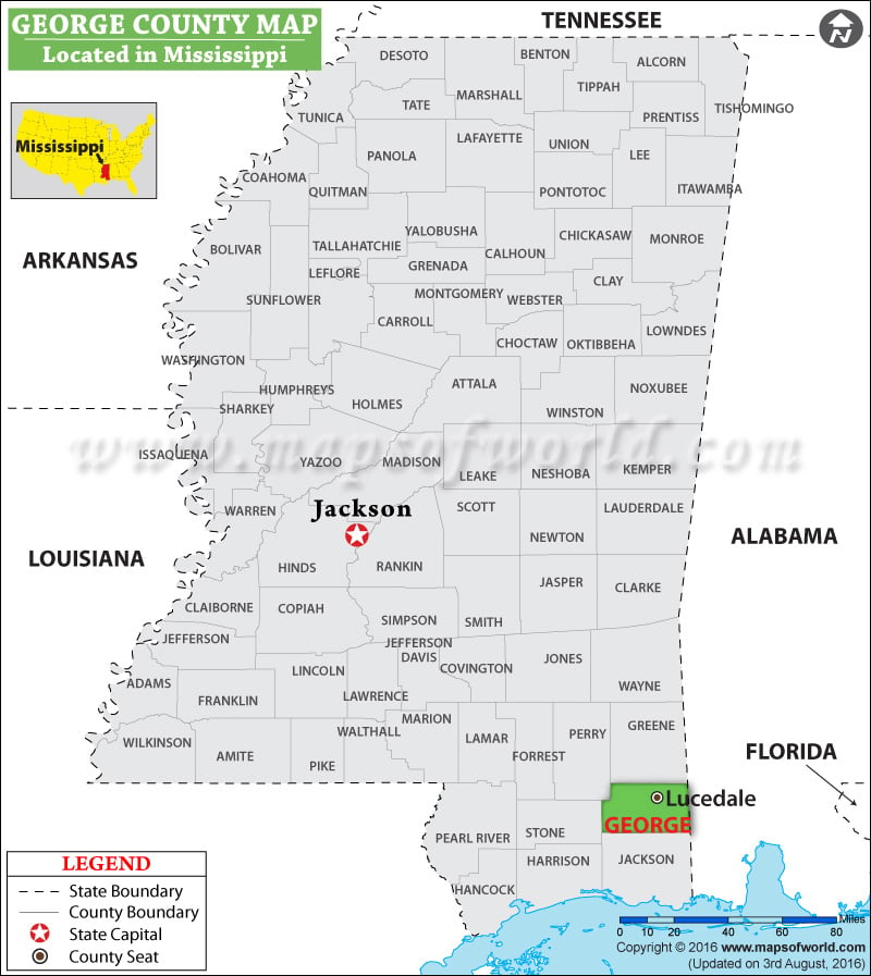 George County Map, Mississippi