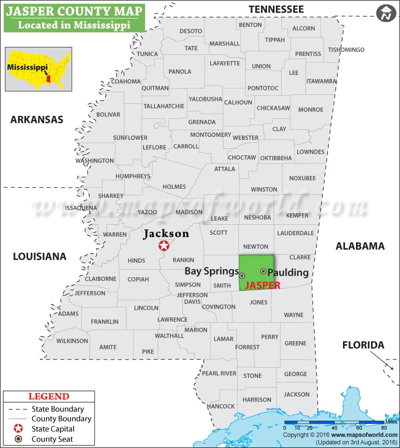 Jasper County Map, Mississippi