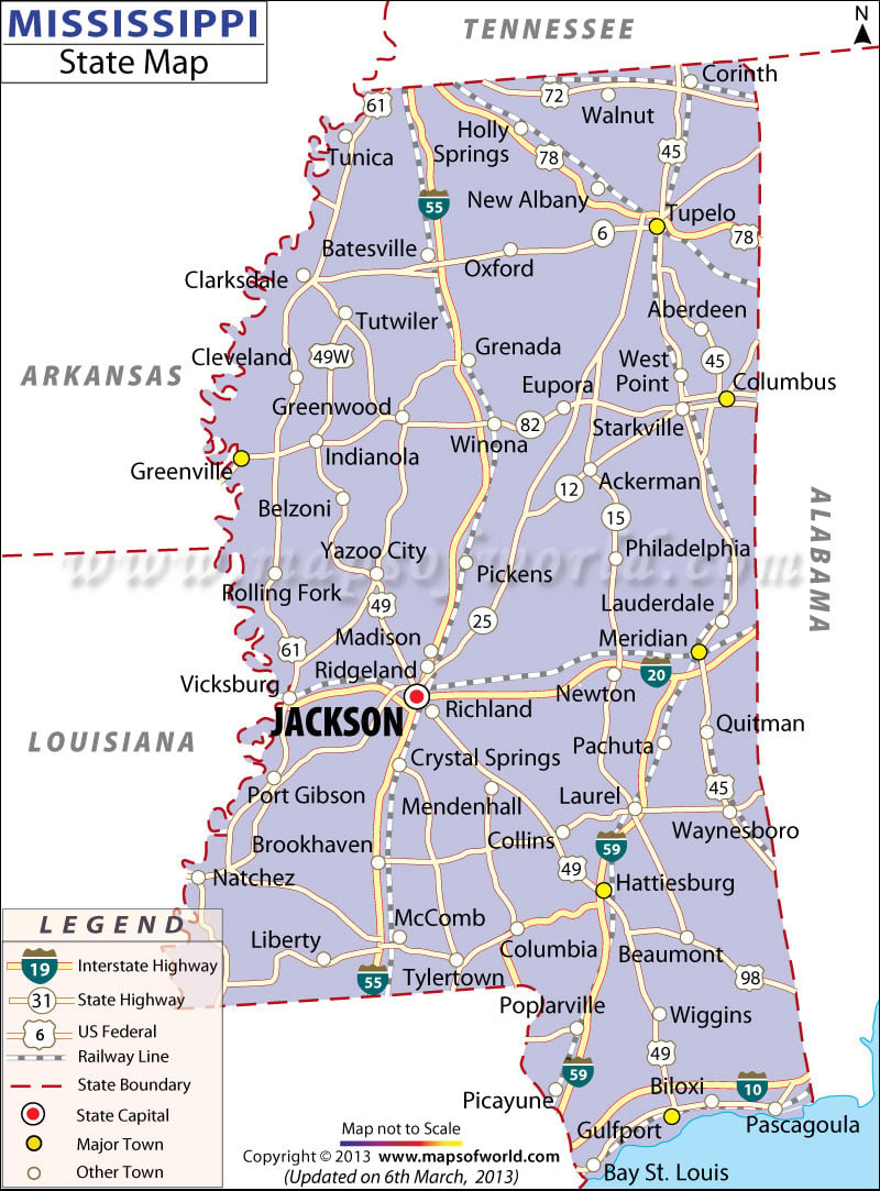 State Map of Mississippi