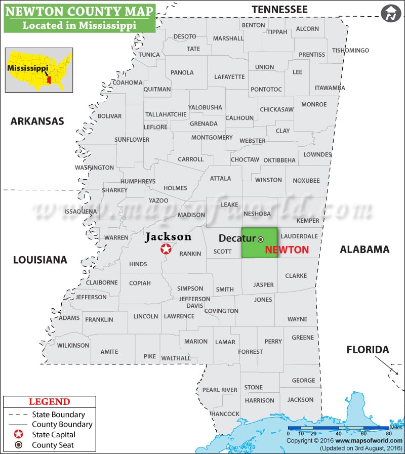 Newton County Map, Mississippi
