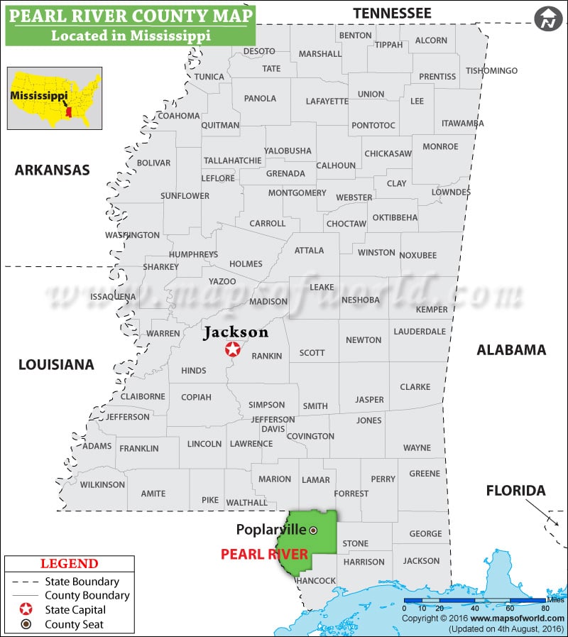 Pearl River County Map, Mississippi