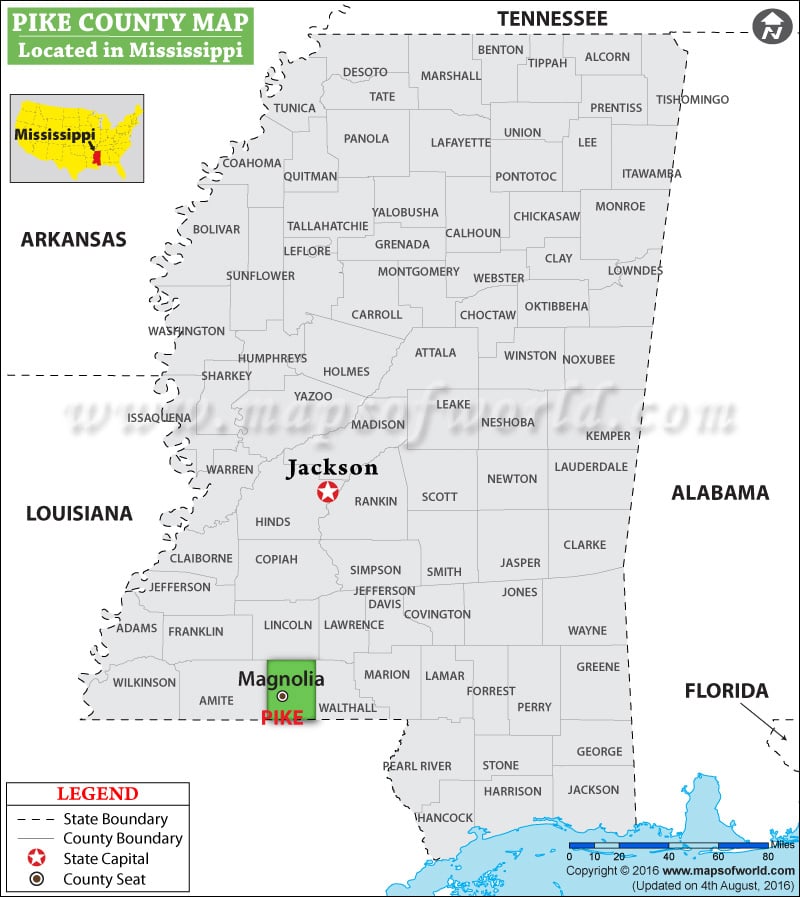 Pike County Map, Mississippi