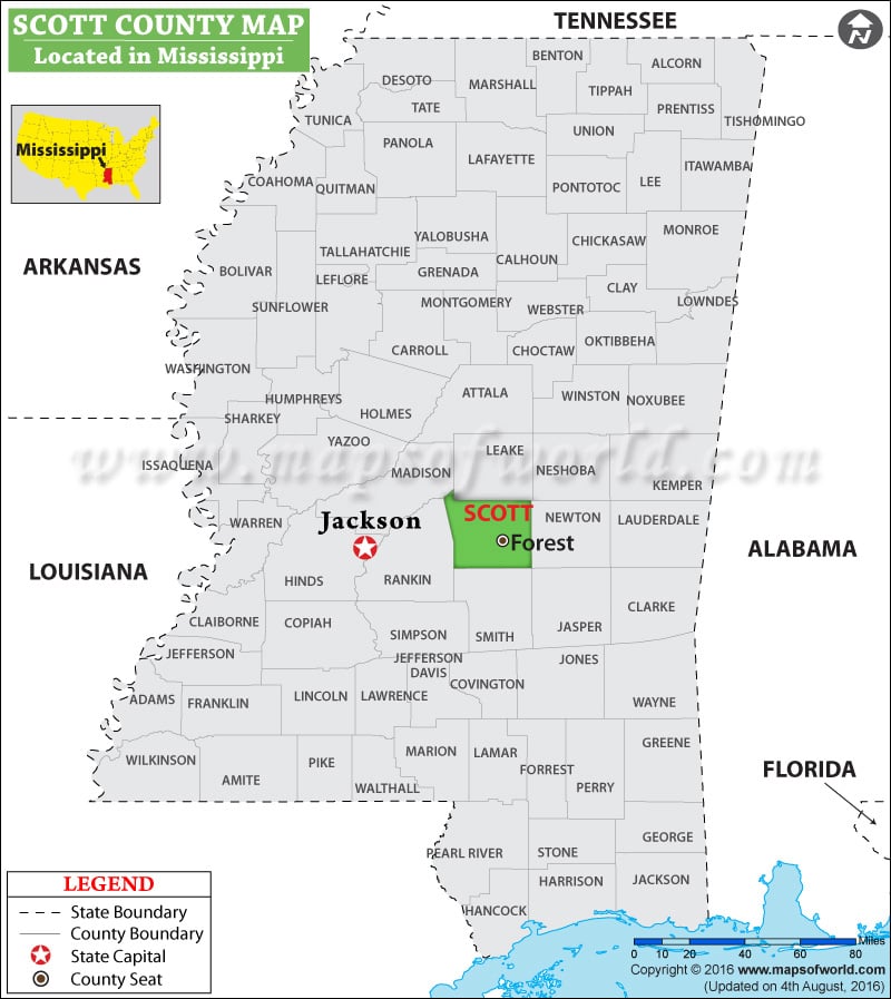 Scott County Map, Mississippi