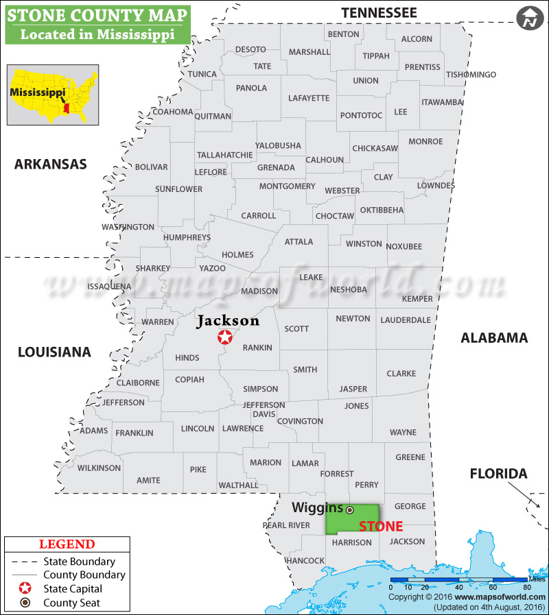 Stone County Map, Mississippi