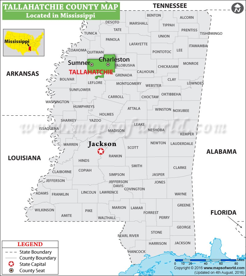 Tallahatchie County Map, Mississippi