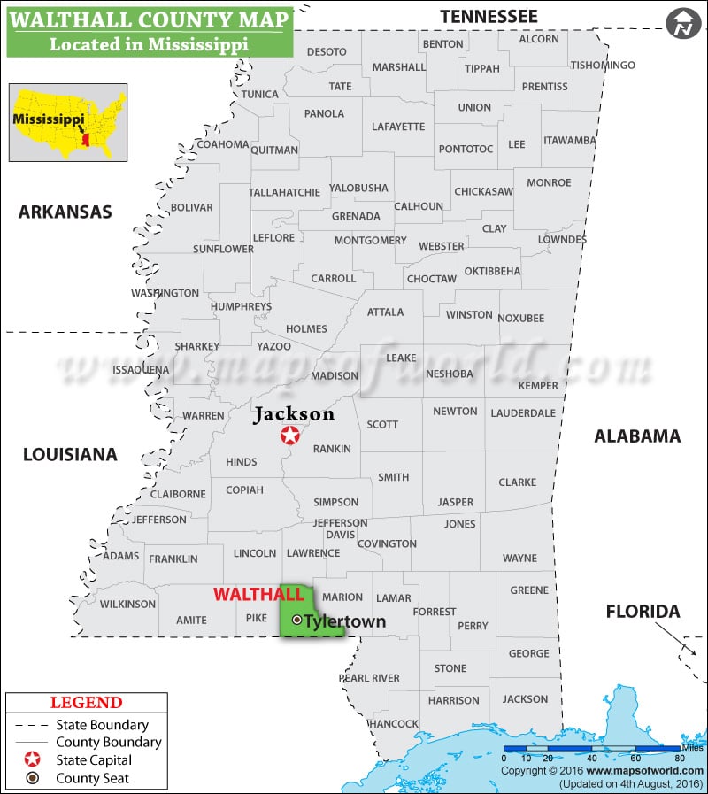 Walthall County Map, Mississippi