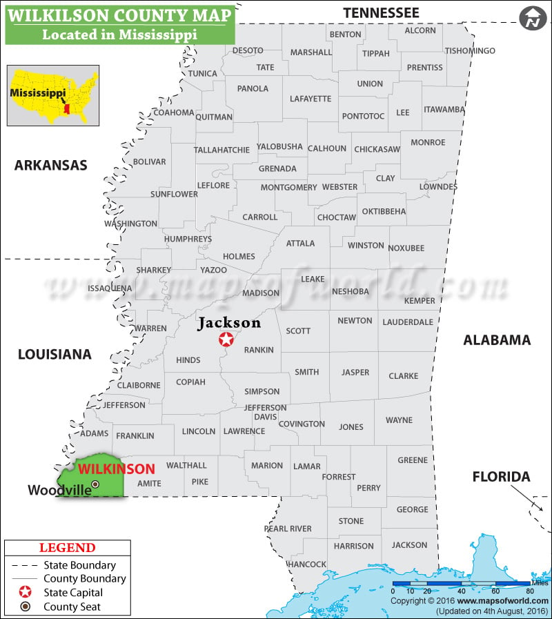 Wilkinson County Map, Mississippi
