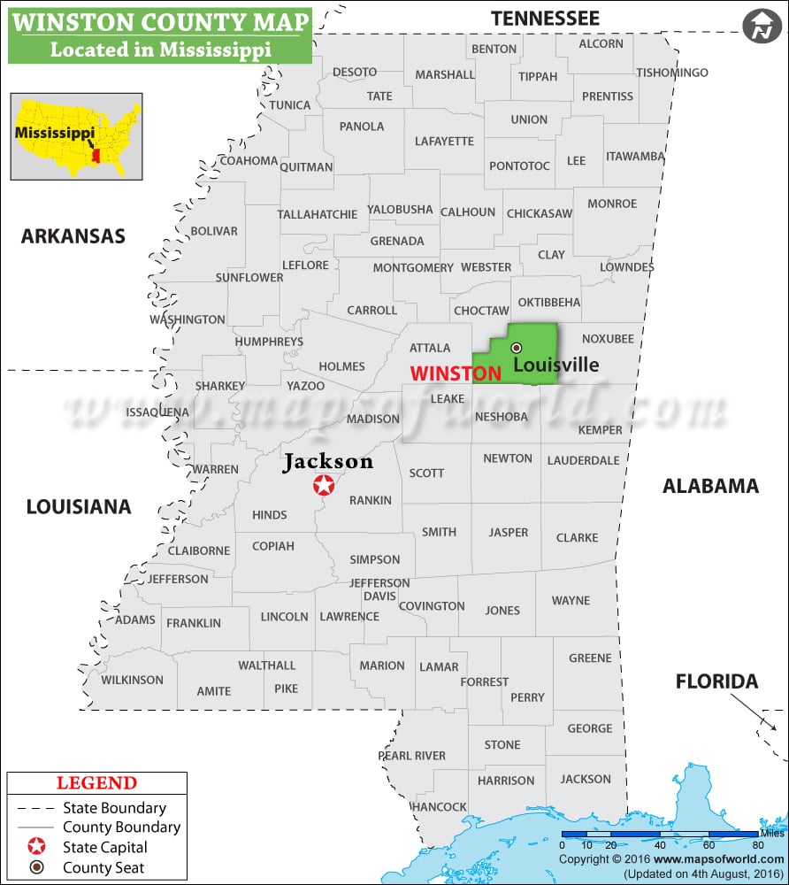 Winston County Map, Mississippi