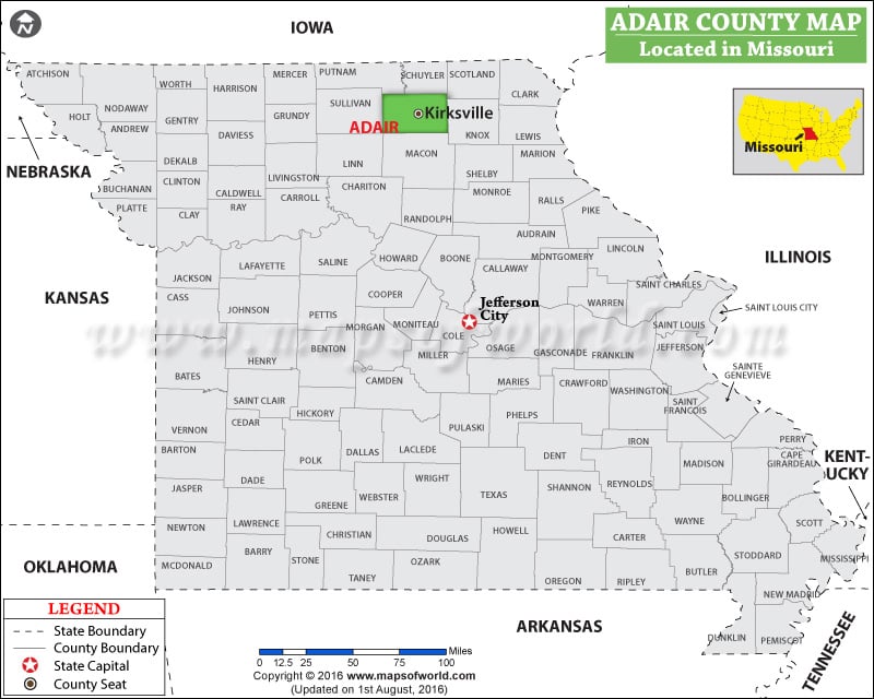 Adair County Map, Missouri
