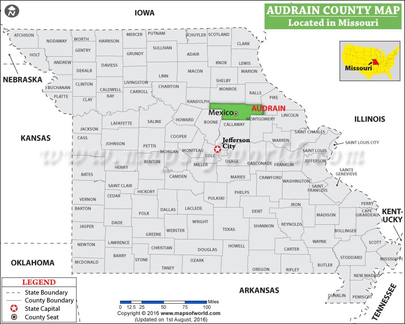 Audrain County Map, Missouri