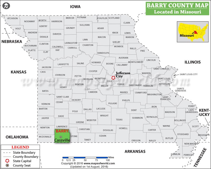 Barry County Map, Missouri