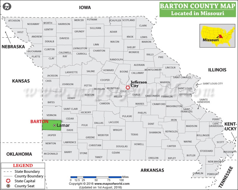 Barton County Map, Missouri