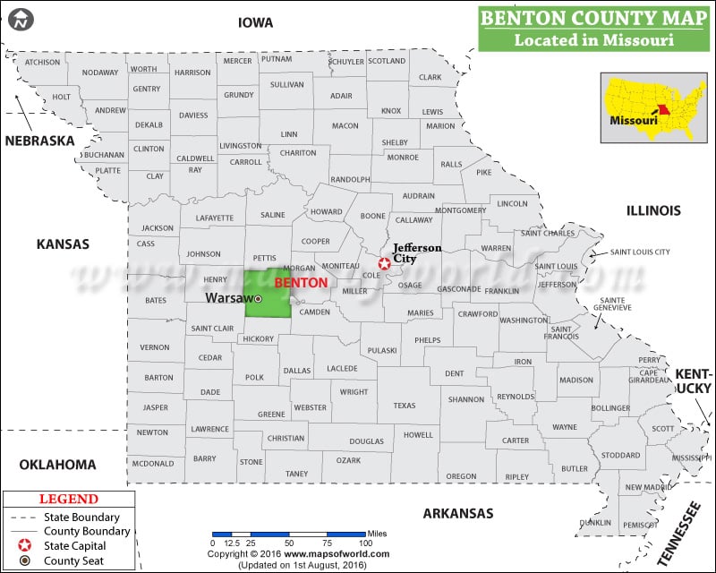 Benton County Map, Missouri