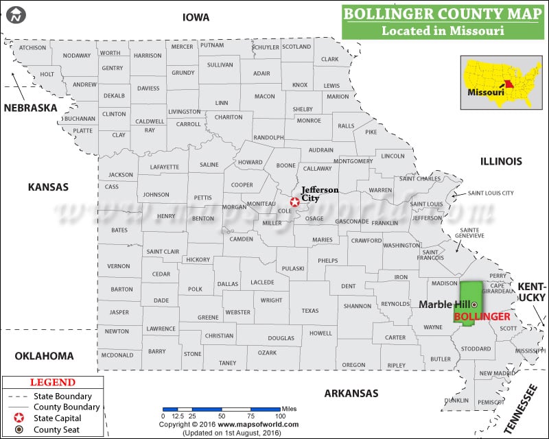 Bollinger County Map, Missouri