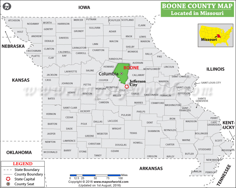 Boone County Map, Missouri