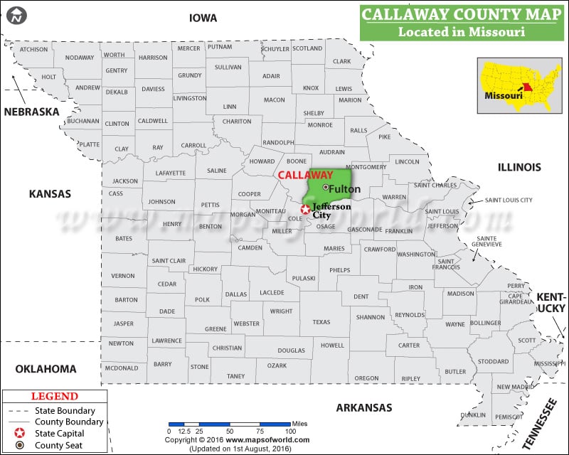 Callaway County Map, Missouri