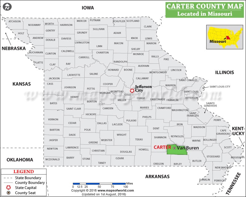 Carter County Map, Missouri
