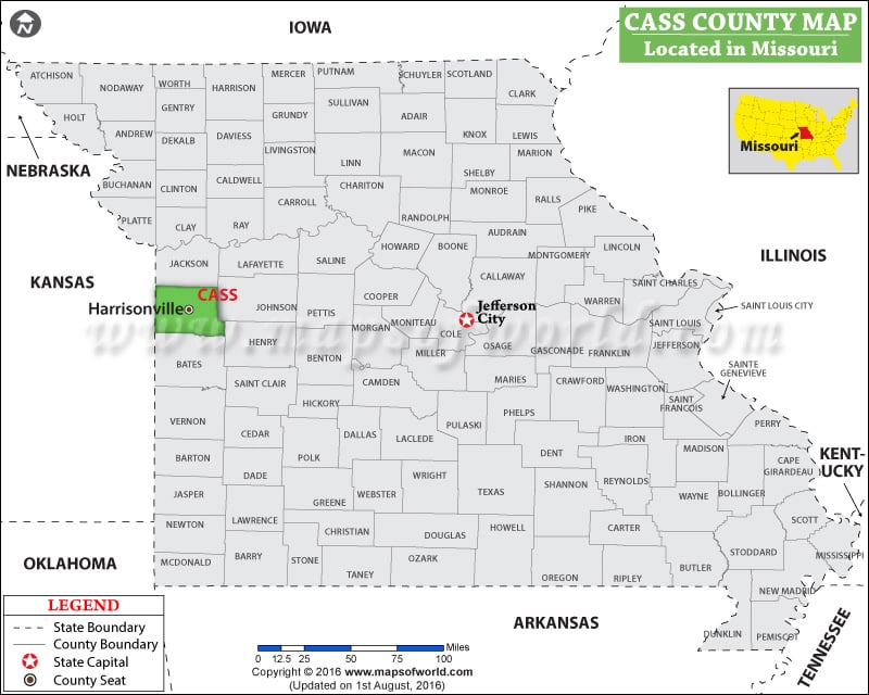 Cass County Map, Missouri