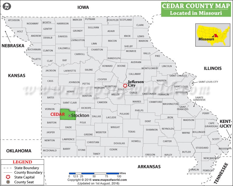 Cedar County Map, Missouri