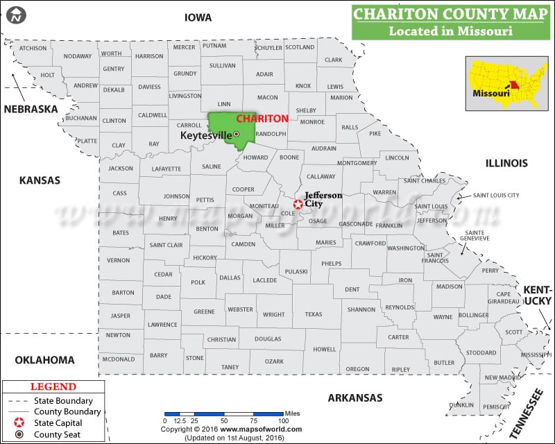 Chariton County Map, Missouri