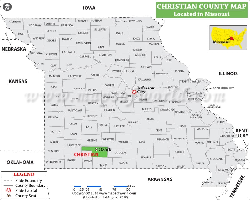 Christian County Map, Missouri