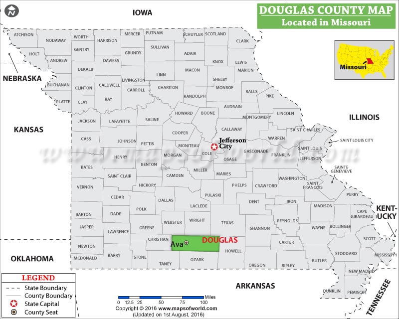 Douglas County Map, Missouri