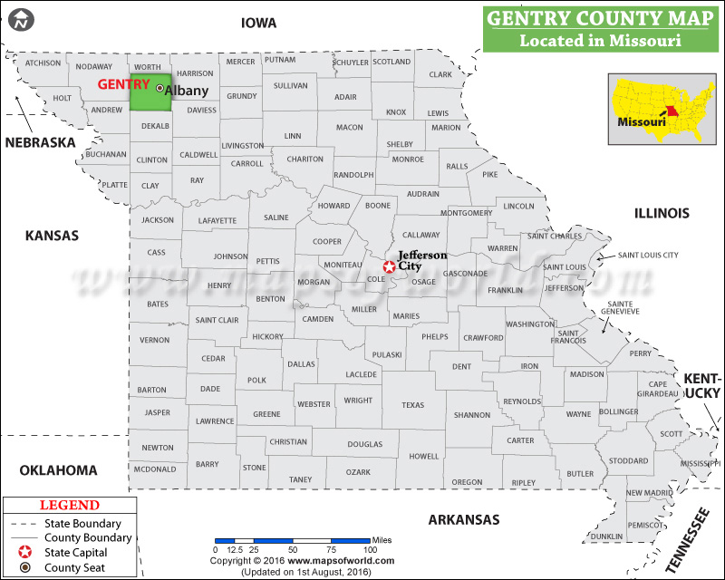 Gentry County Map, Missouri