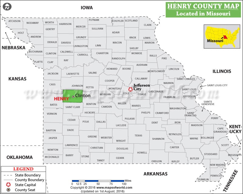 Henry County Map, Missouri
