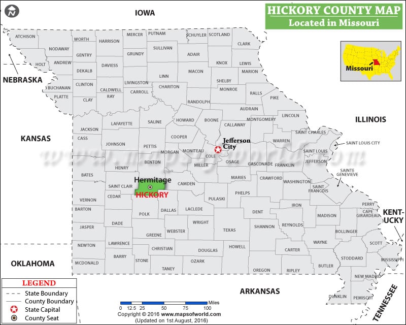 Hickory County Map, Missouri