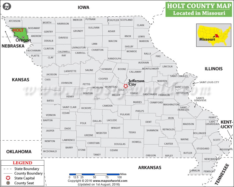 Holt County Map, Missouri