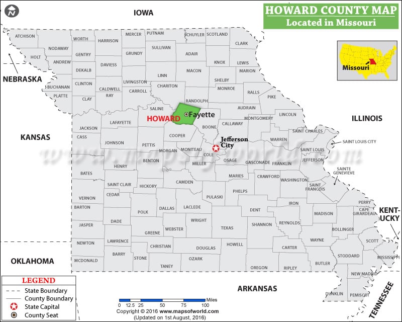 Howard County Map, Missouri