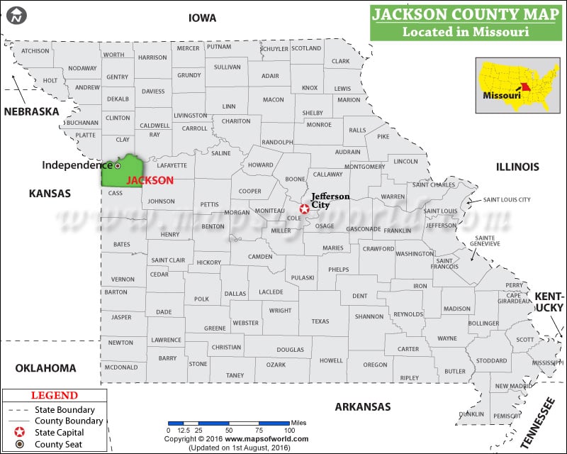 Jackson County Map, Missouri