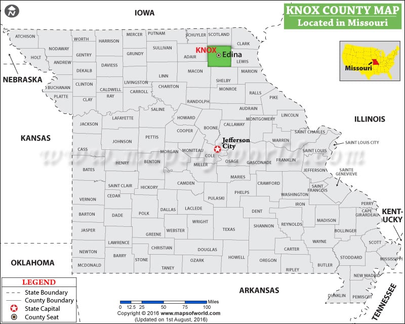Knox County Map, Missouri